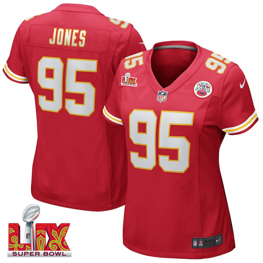 Chris Jones #95 Kansas City Chiefs Super Bowl LIX Red NFL Jersey Women's