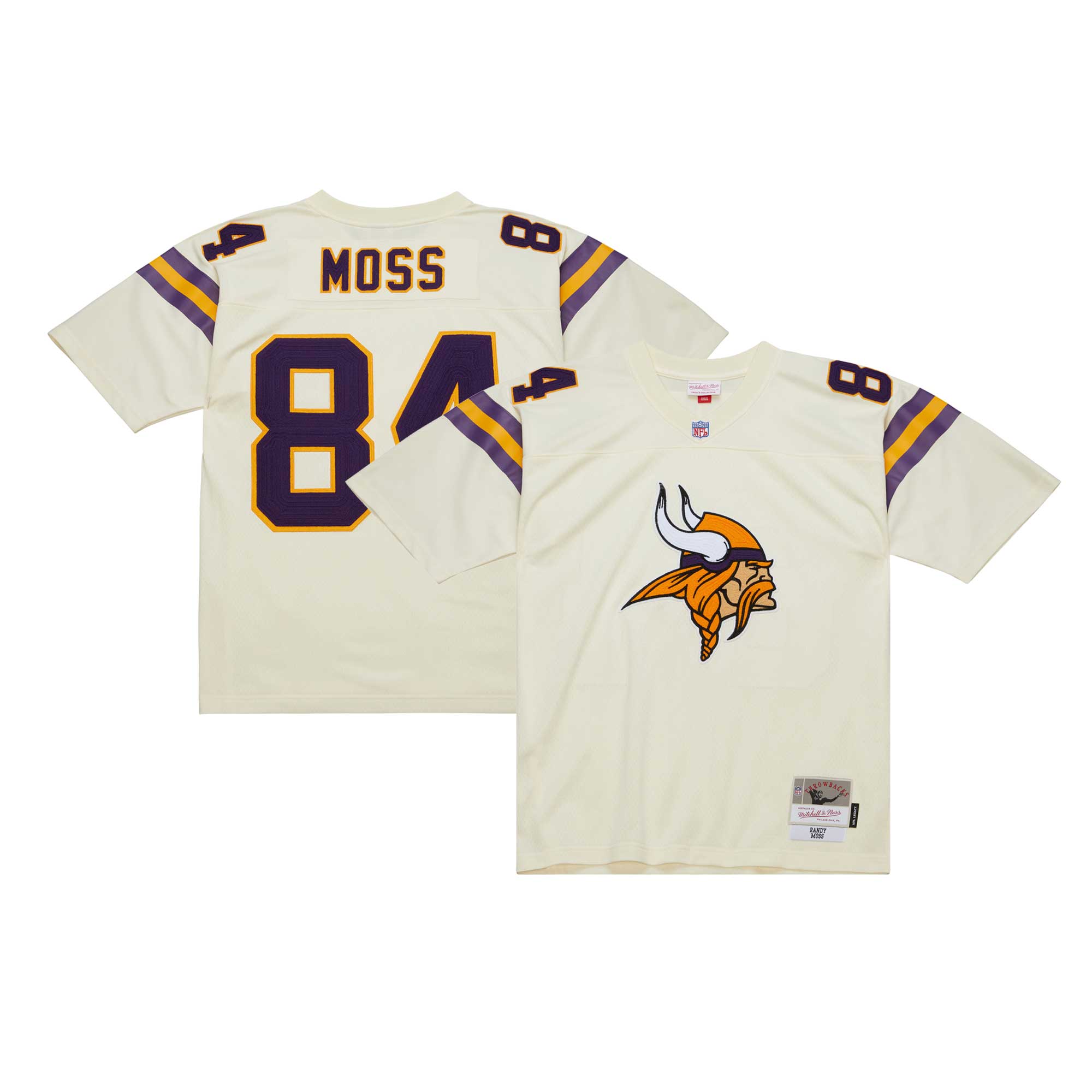 Minnesota Vikings Randy Moss Mitchell Ness Cream Chainstitch Legacy NFL Jersey Men's
