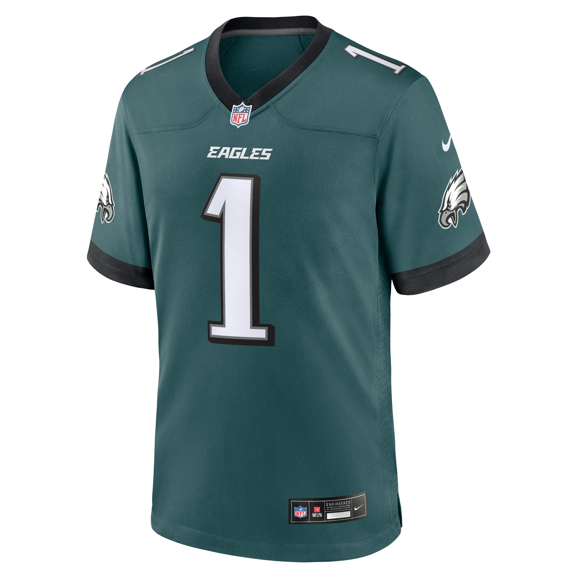 Philadelphia Eagles Number 1 Groom Midnight Green Game NFL Jersey Men's