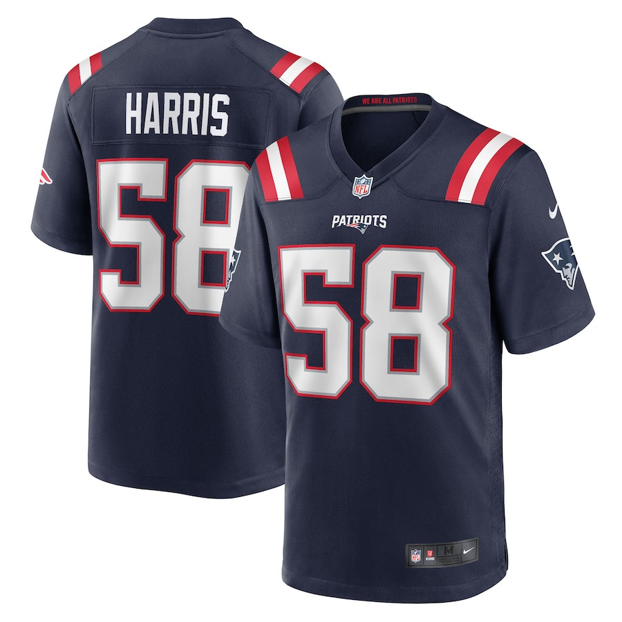 Marcus Harris 58 New England Patriots Team Game Navy NFL Jersey Men's