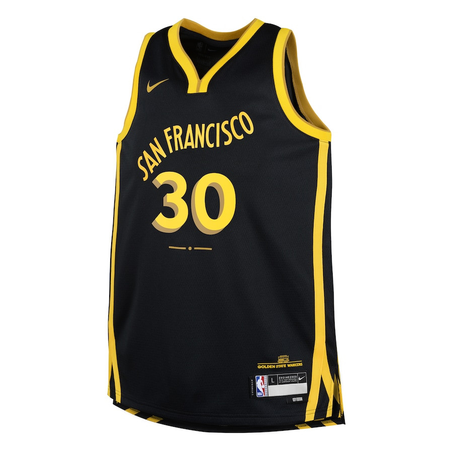 Stephen Curry 30 Golden State Warriors 2023/24 City Edition Swingma Black NBA Jersey Youth