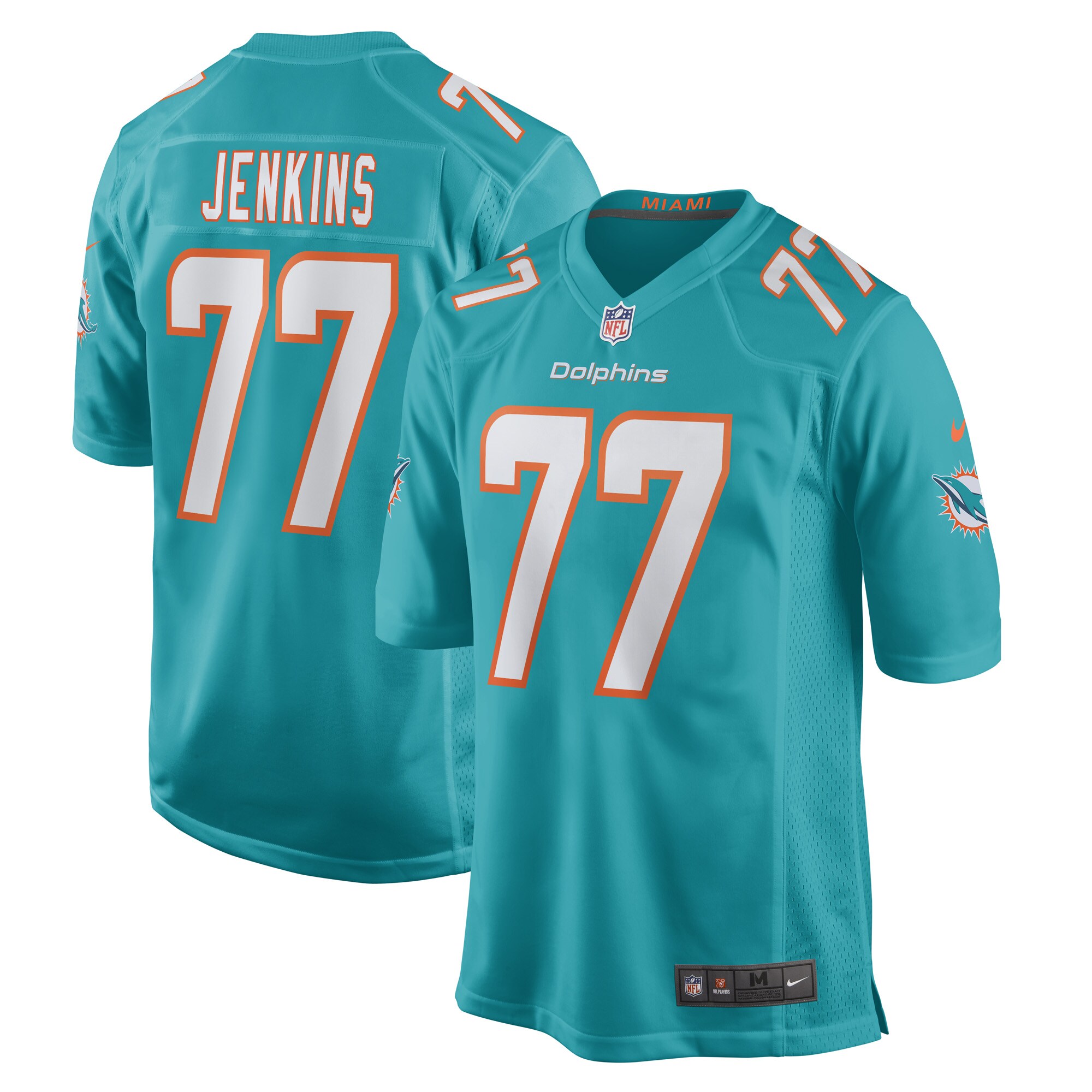 Miami Dolphins John Jenkins Aqua Game Player NFL Jersey Men's