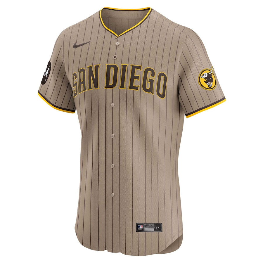 Fernando Tatis Jr. 23 San Diego Padres Alternate Elite Sponsor Patch Player Tan MLB Jersey Men's