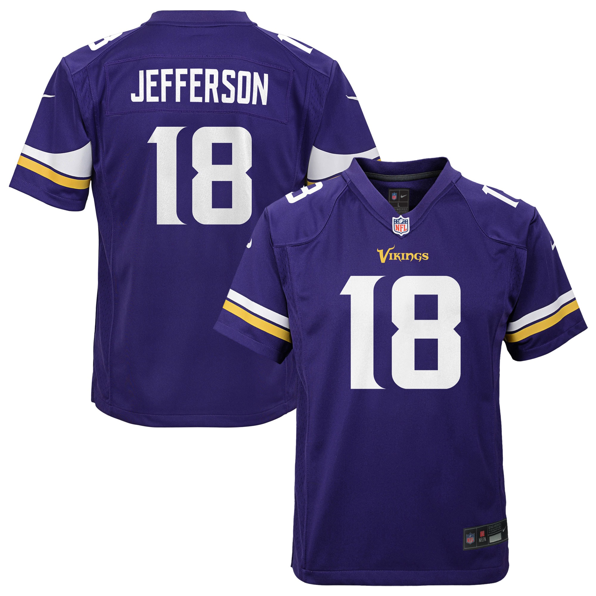 Minnesota Vikings Justin Jefferson Purple Game NFL Jersey Youth