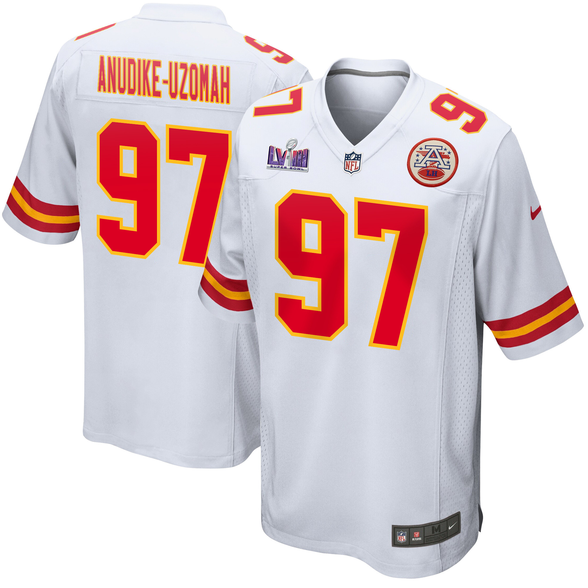 Felix Anudike-Uzomah 97 Kansas City Chiefs Super Bowl LVIII Patch Game White NFL Jersey Men's
