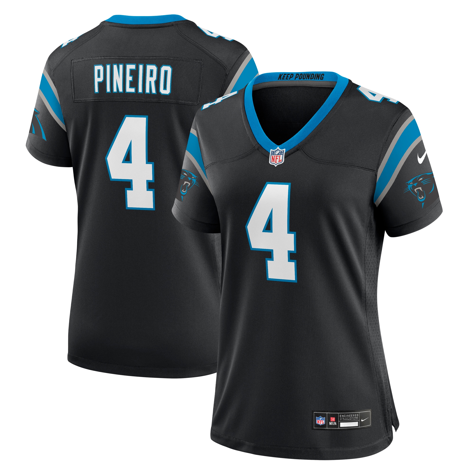 Carolina Panthers Eddy Pineiro Black Team Game NFL Jersey Women's