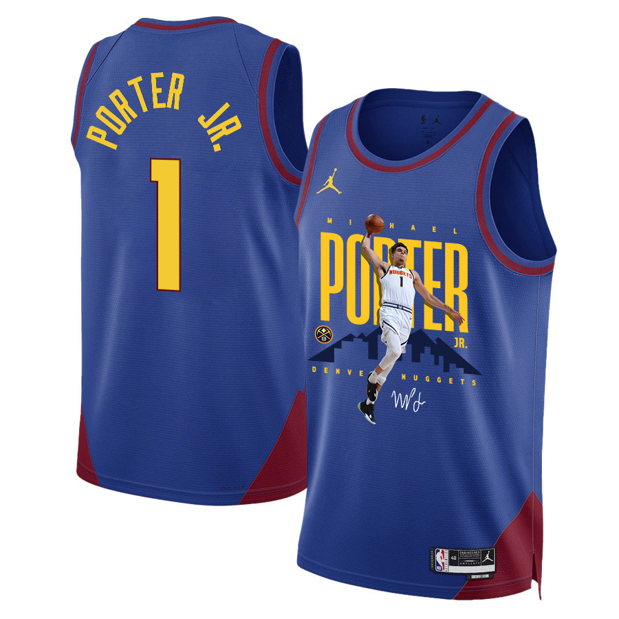 Michael Porter Jr. 1 Denver Nuggets X-Factor Player 2023 Champions Swingman Blue NBA Jersey Men's