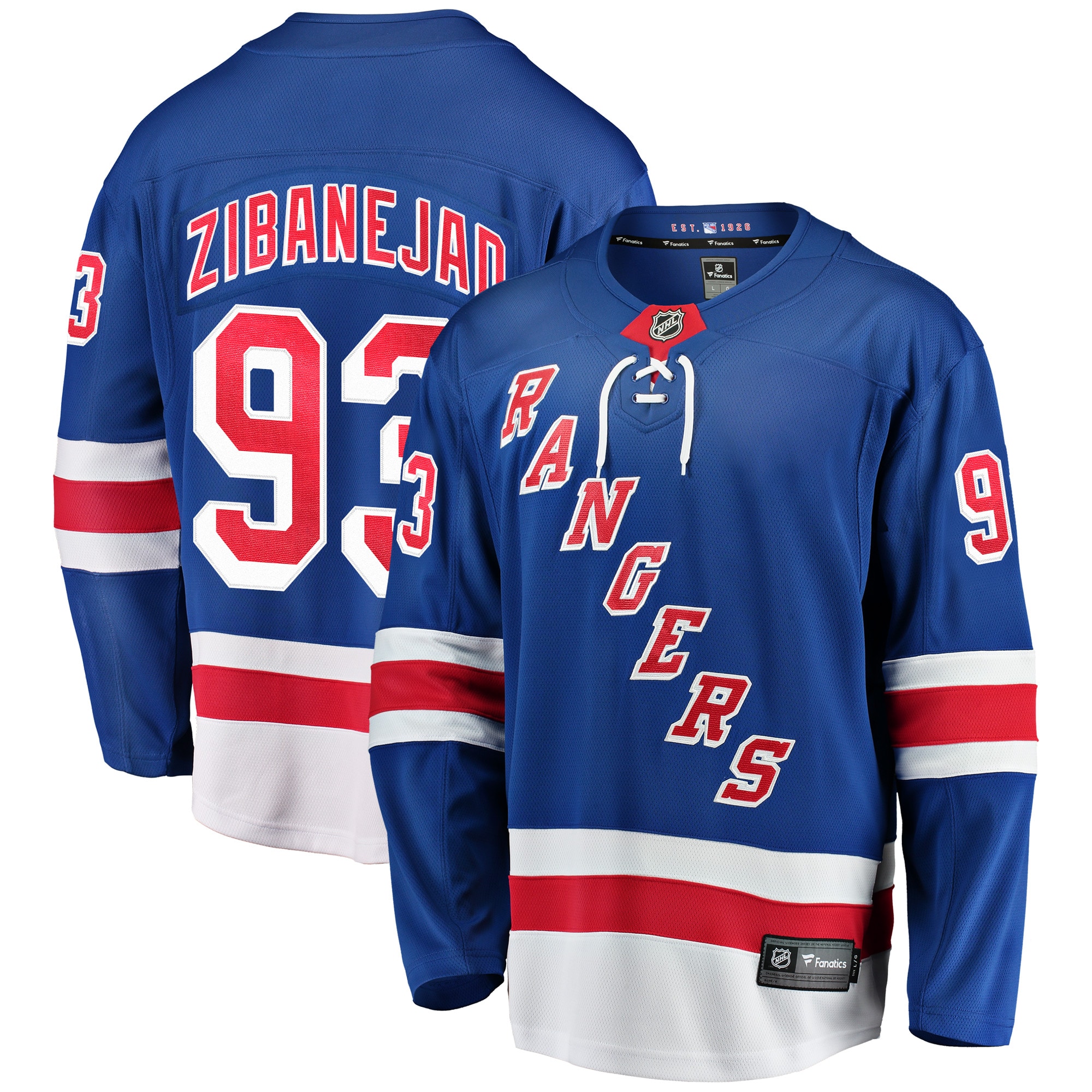 New York Rangers Mika Zibanejad Blue Home Breakaway Player NHL Jersey Men's