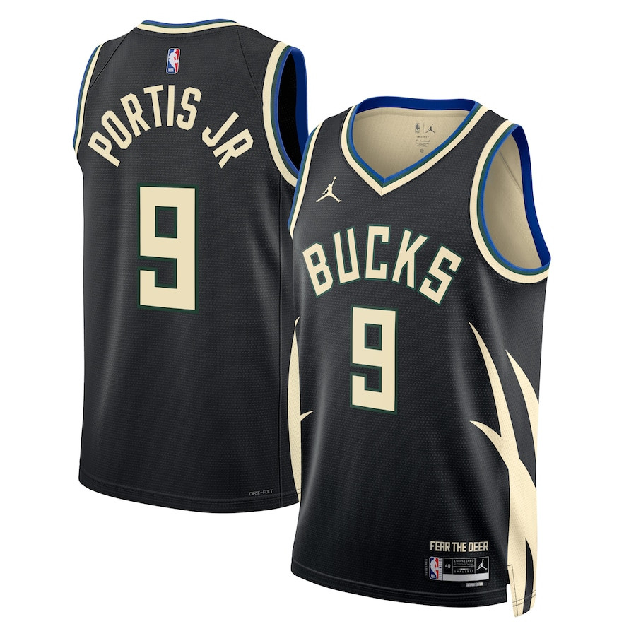 Bobby Portis Jr 9 Milwaukee Bucks Unisex Swingman Statement Edition Black NBA Jersey Unisex