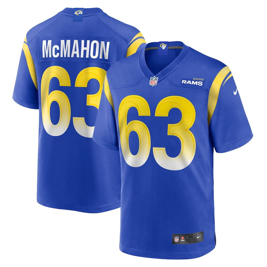 Dylan McMahon 63 Los Angeles Rams Team Game Royal NFL Jersey Men's