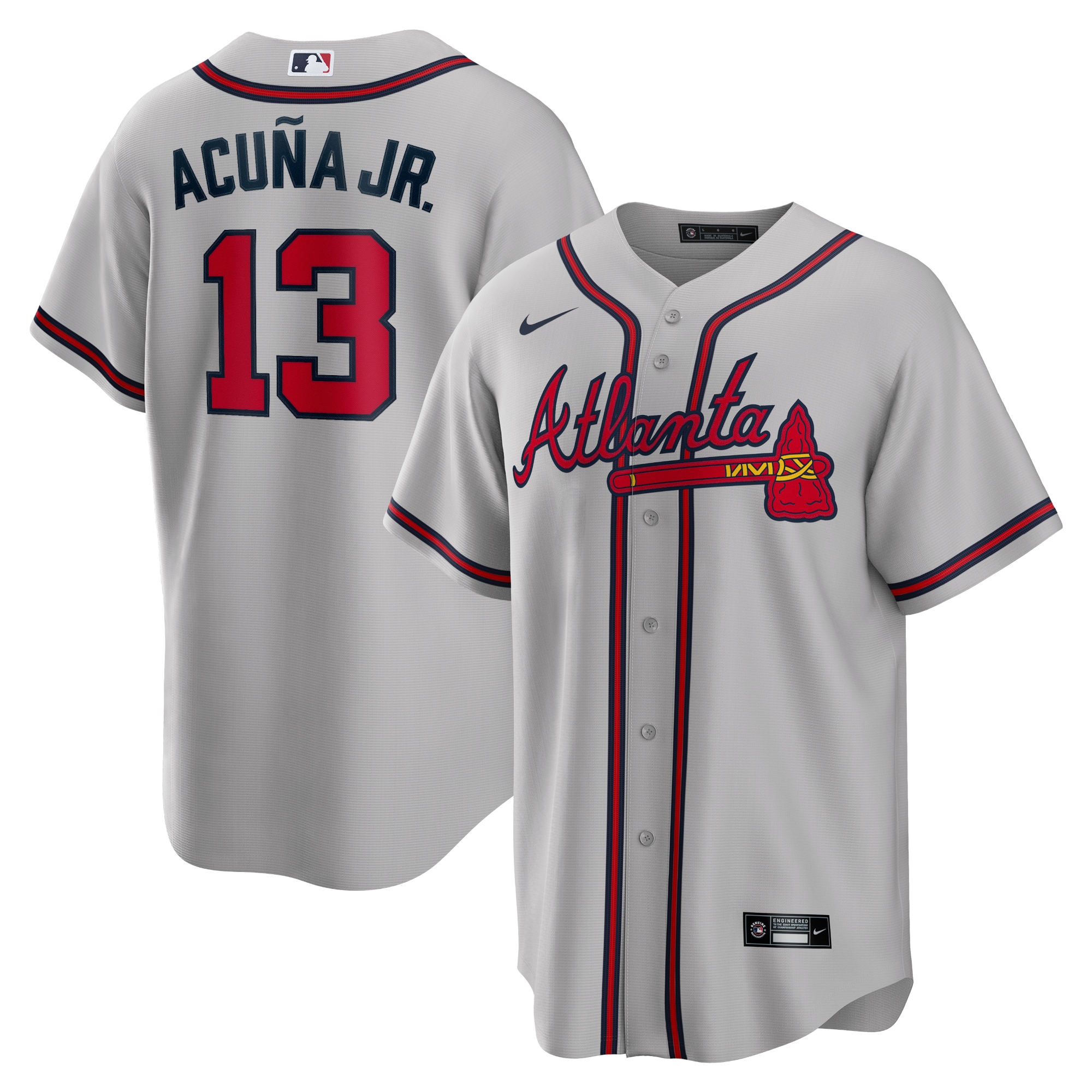 Atlanta Braves Ronald Acuna Jr. Gray Road Player Name MLB Jersey Men's
