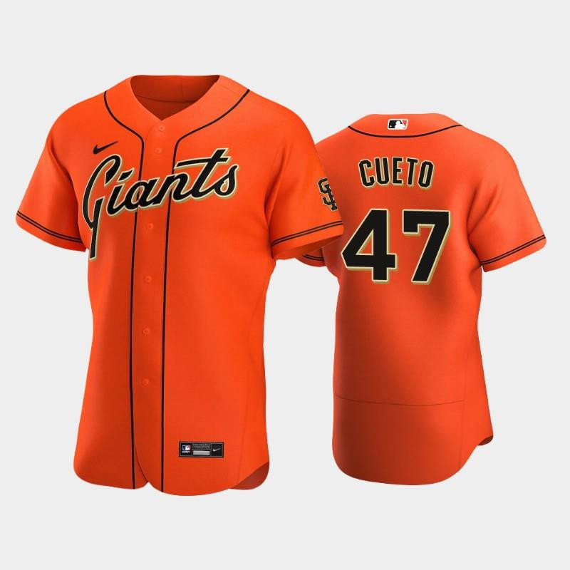 San Francisco Giants 47 Johnny Cueto Alternate Orange MLB Jersey Men's