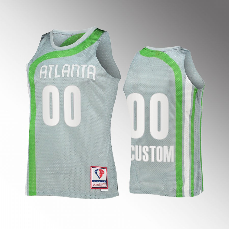 Atlanta Hawks Custom 00 Hardwood Classics Sliver 75th NBA Jersey Men's