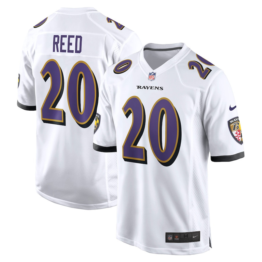 Ed Reed 20 Baltimore Ravens Retired Game White NFL Jersey Men's