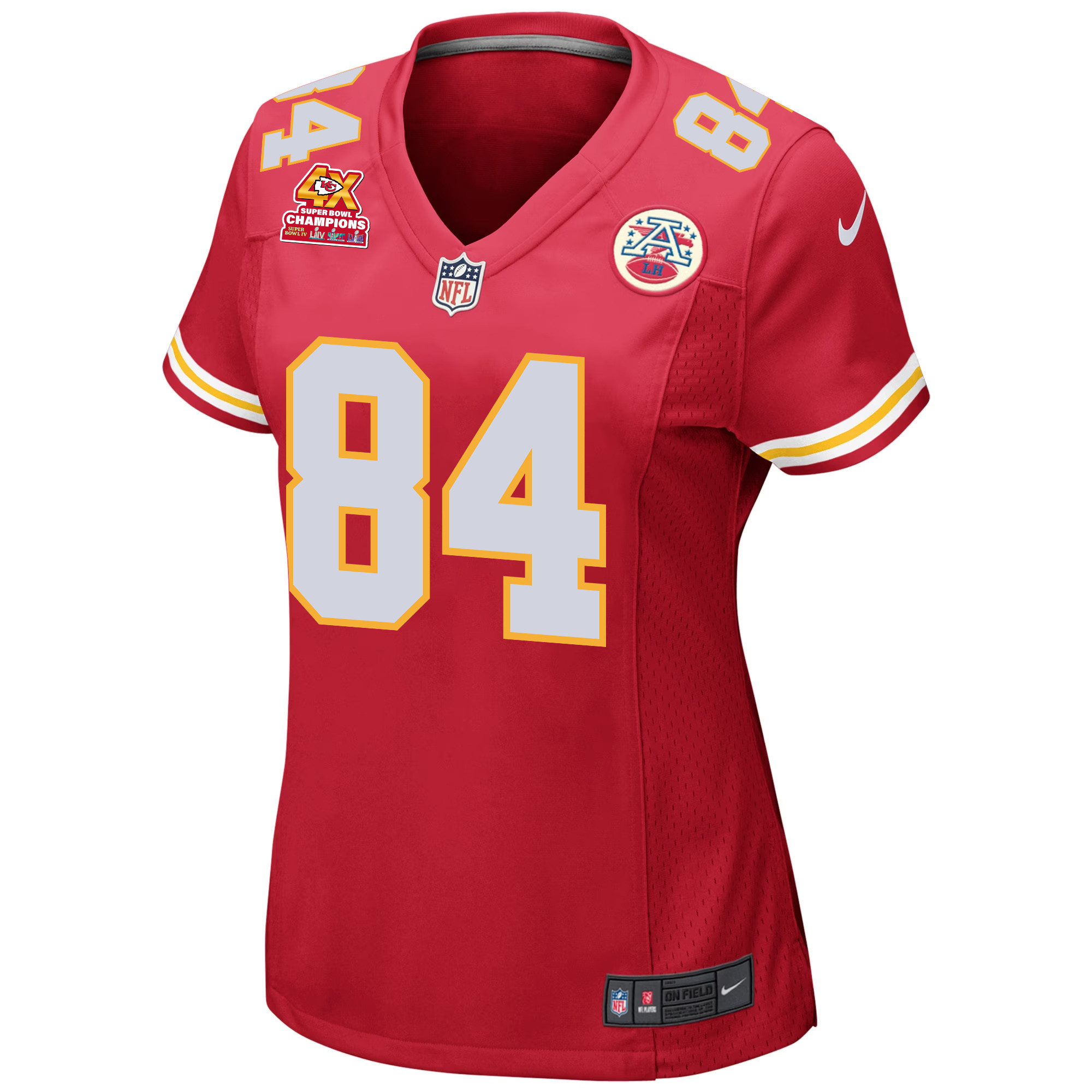 Justin Watson 84 Kansas City Chiefs Super Bowl LVIII Champions 4X Game Red NFL Jersey Women's