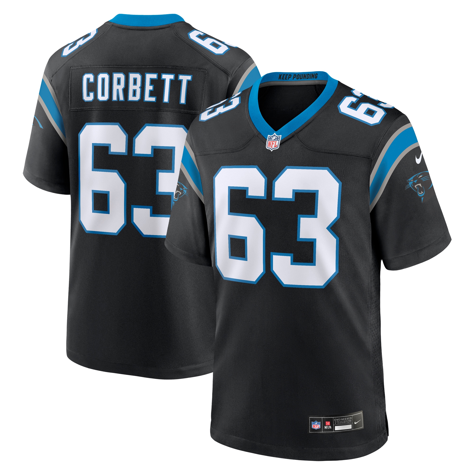 Carolina Panthers Austin Corbett Black Team Game NFL Jersey Men's