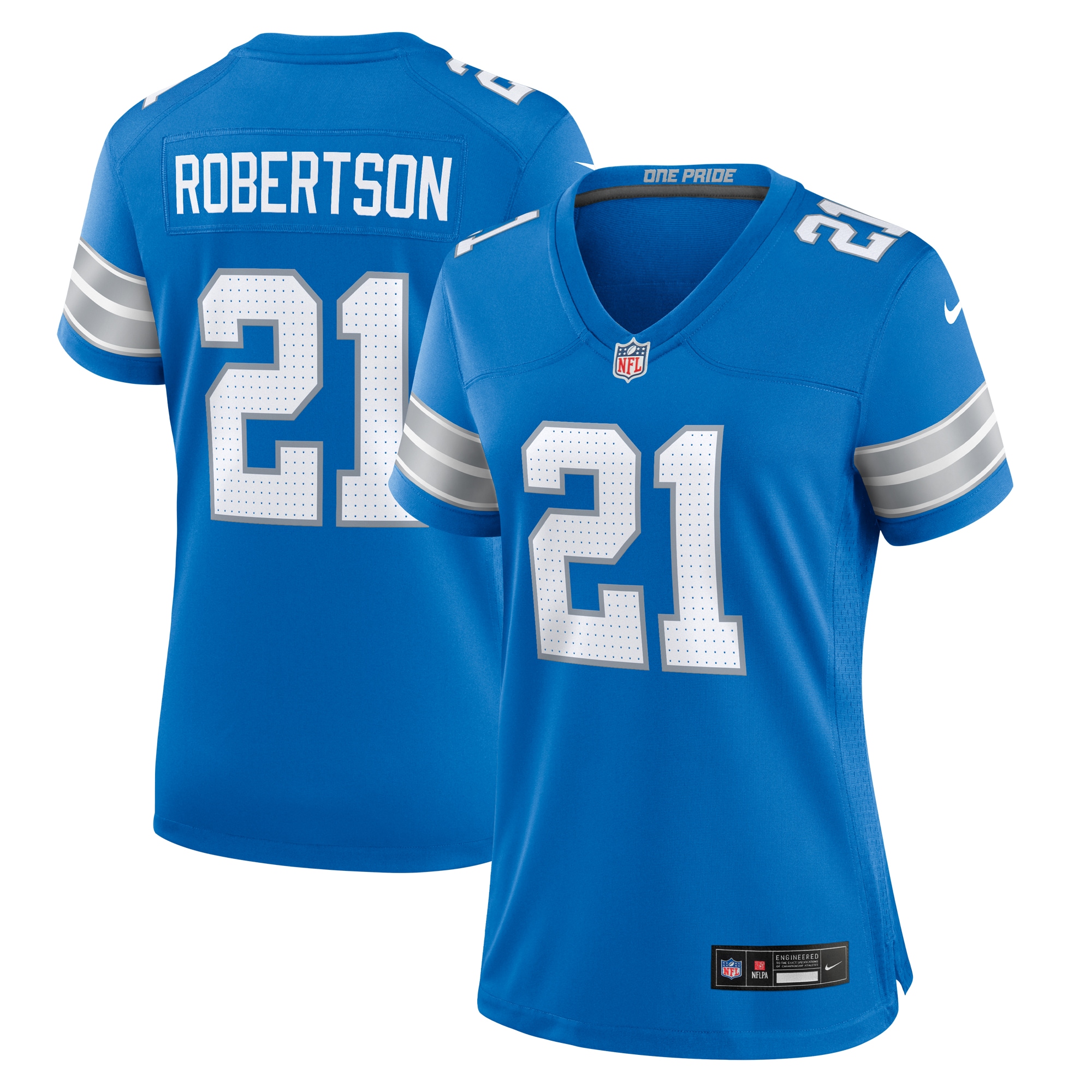 Detroit Lions Amik Robertson Blue Team Game NFL Jersey Women's