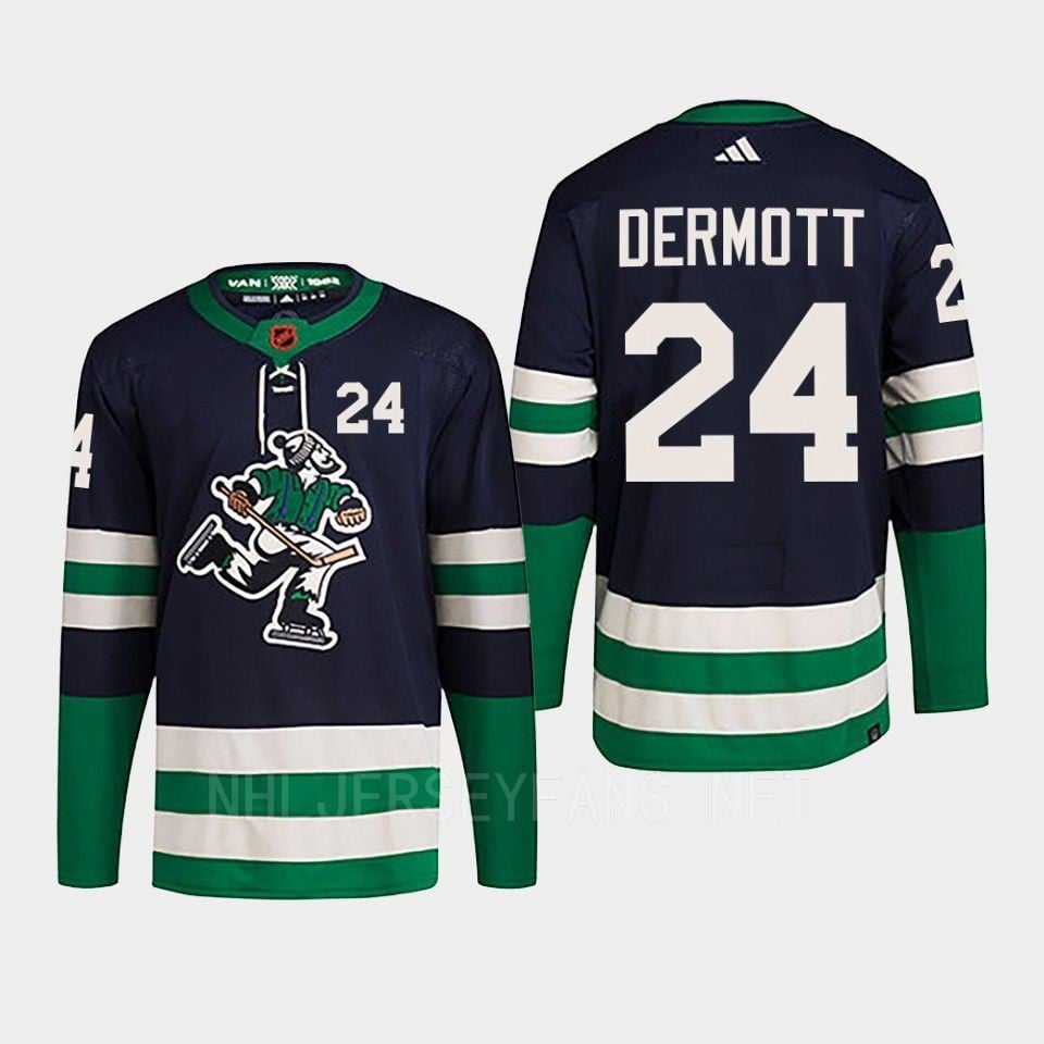Travis Dermott 24 Reverse Retro 2.0 2022 Vancouver Canucks Navy Primegreen NHL Jersey Men's