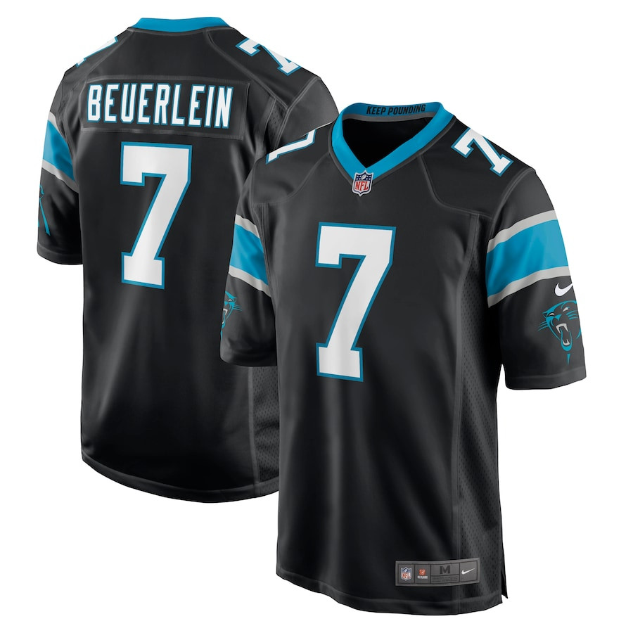 Steve Beuerlein 7 Carolina Panthers Retired Black NFL Jersey Men's