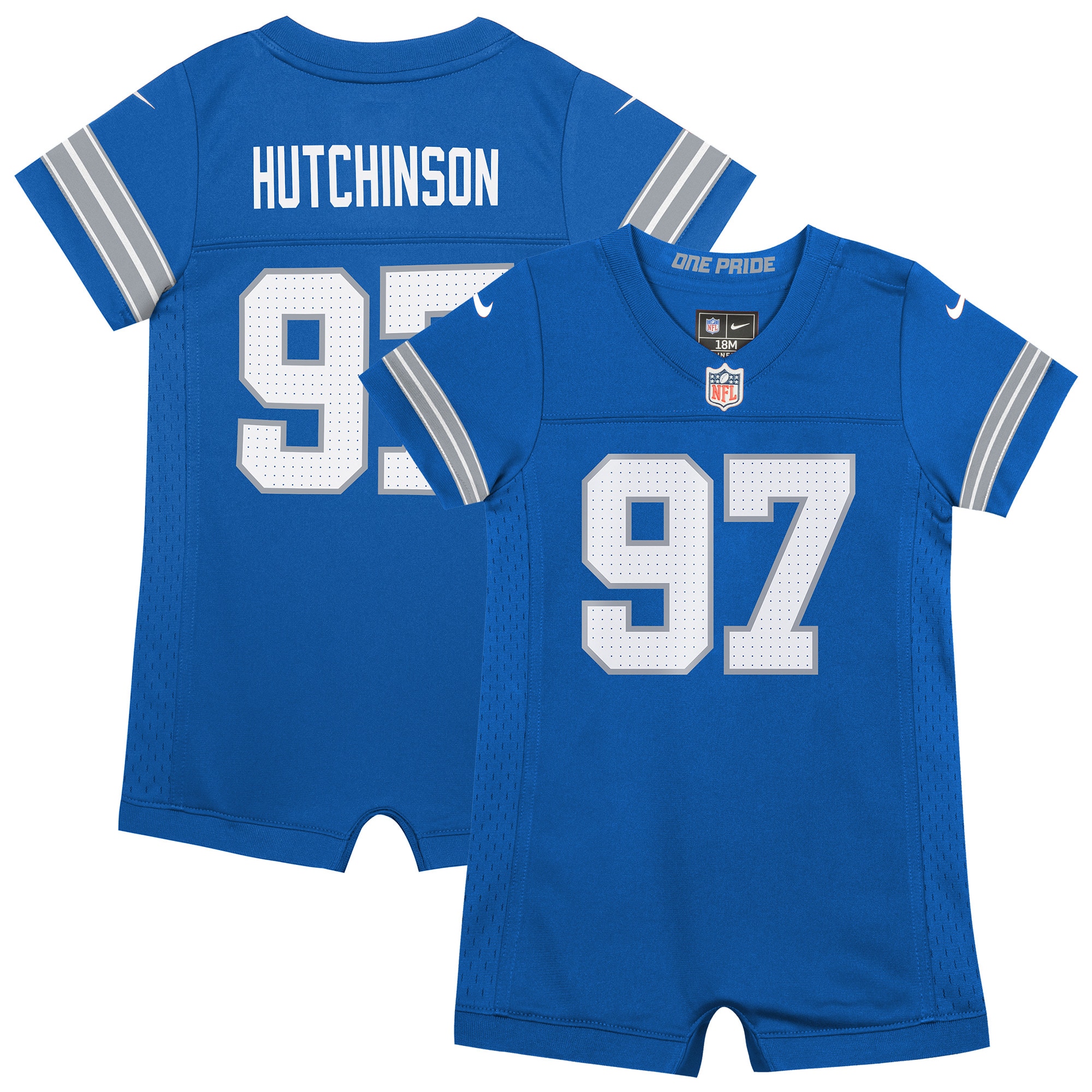 Newborn Infant Detroit Lions Aidan Hutchinson Blue Game Romper NFL Jersey Men's