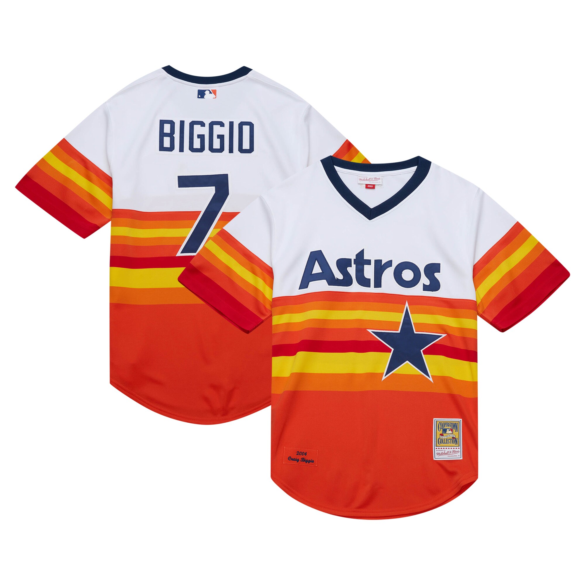 Houston Astros Craig Biggio Mitchell Ness White 2004 Cooperstown Collection Throwback MLB Jersey Men's