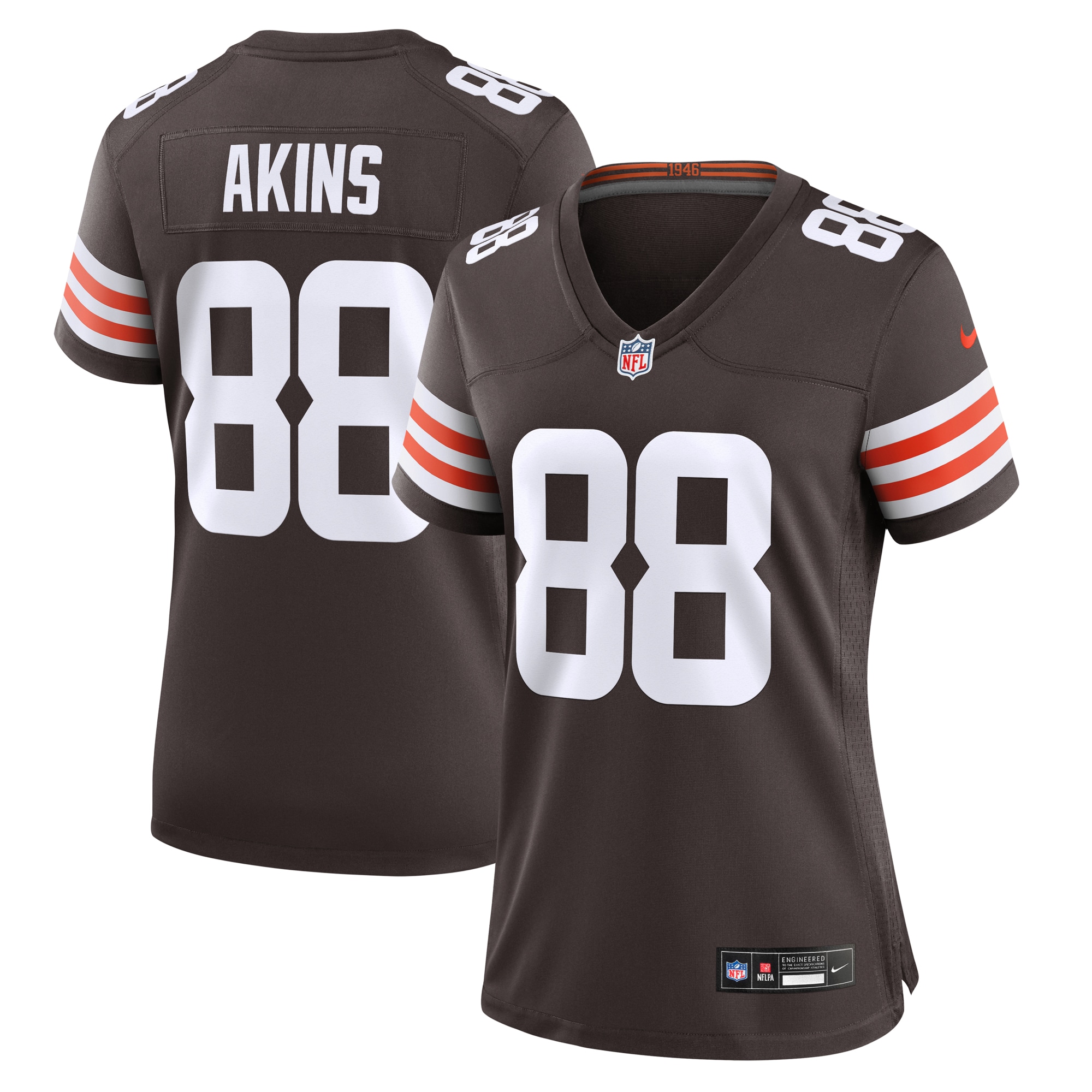 Cleveland Browns Akins Brown Game NFL Jersey Women's