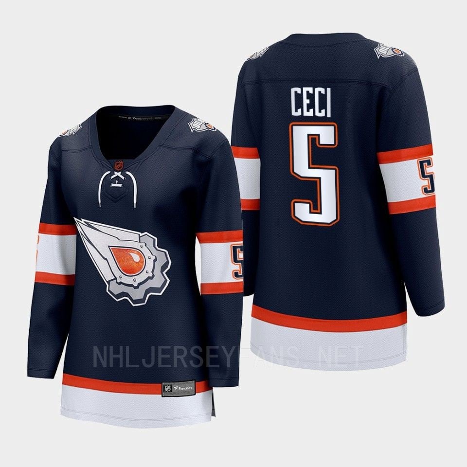 Cody Ceci 5 Edmonton Oilers 2022 Special Edition 2.0 Breakaway Player Retro Navy NHL Jersey Women's