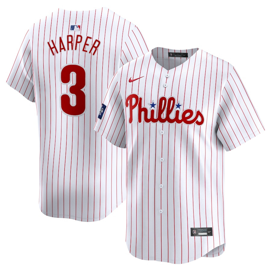 Bryce Harper 3 Philadelphia Phillies 2024 World Tour London Series Home Limited Player White MLB Jersey Men's