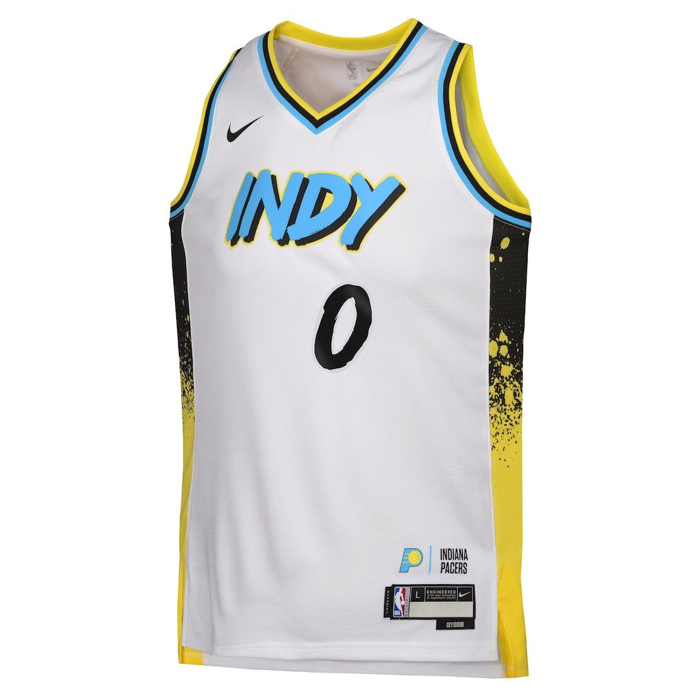 Tyrese Haliburton 0 Indiana Pacers 2024/25 Swingman Playe City Editio White NBA Jersey Youth