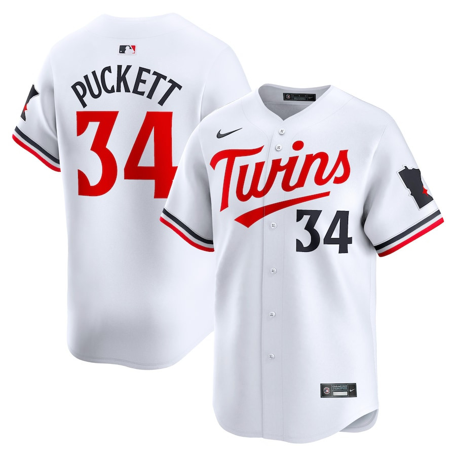 Kirby Puckett 34 Minnesota Twins Home Limited Player White MLB Jersey Men's