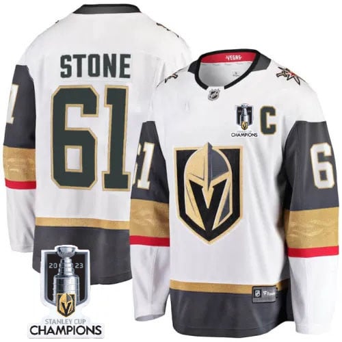 Mark Stone 61 Vegas Golden Knights 2023 Stanley Cup Champions Patch Away Breakaway Player White NHL Jersey Men's