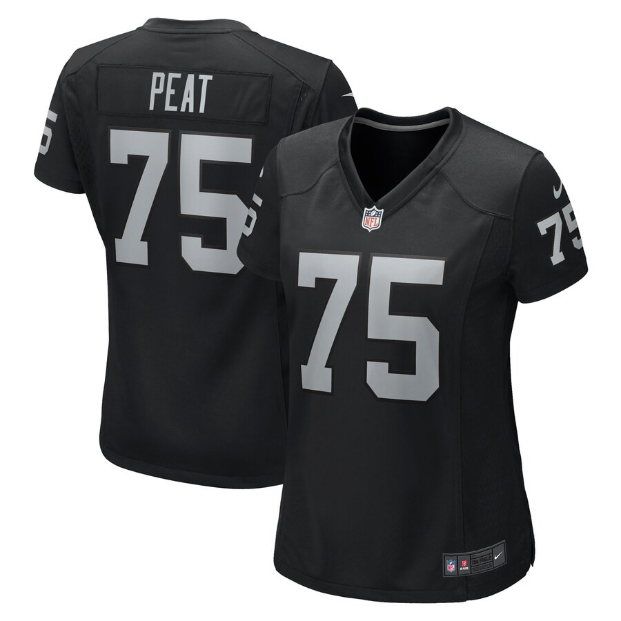 Andrus Peat 75 Las Vegas Raiders Team Game Black NFL Jersey Women's
