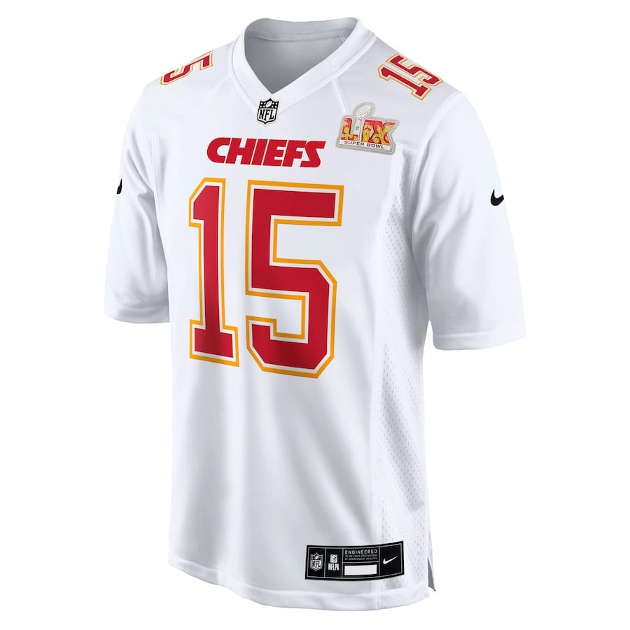 Patrick Mahomes 15 Kansas City Chiefs Super Bowl LIX Fashion Game Tundra White NFL Jersey Men's