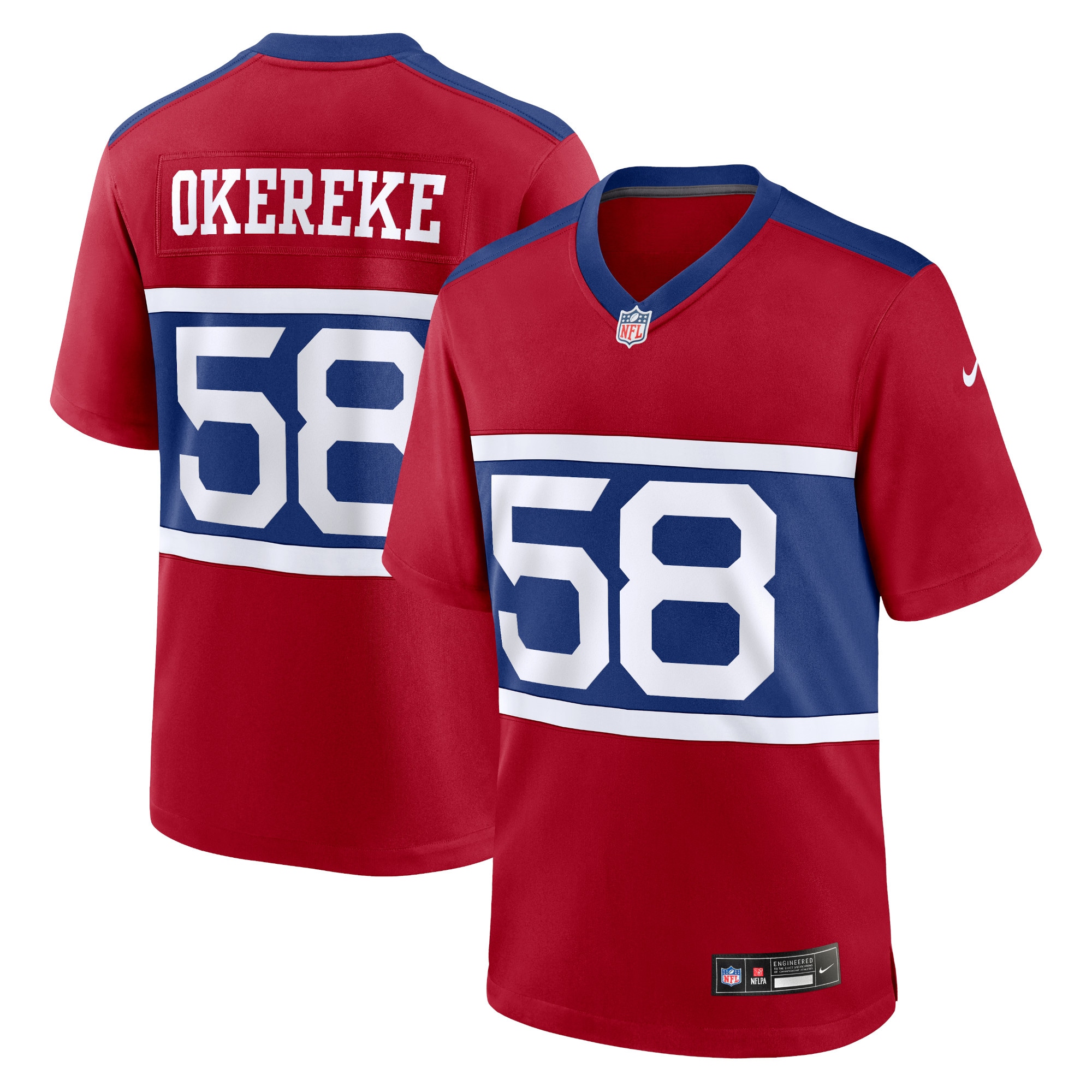 New York Giants Bobby Okereke Century Red Alternate Player Game NFL Jersey Men's