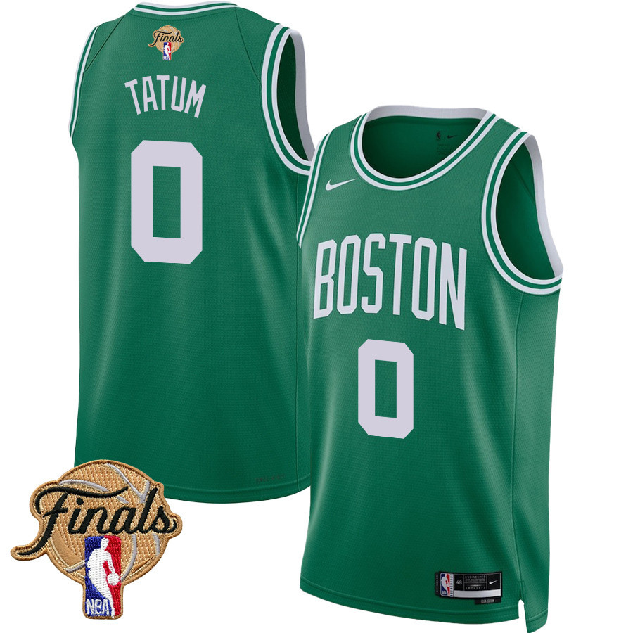 Jayson Tatum 0 Boston Celtics 2024 FINALS PATCH Icon Edition Kelly Green NBA Jersey Men's
