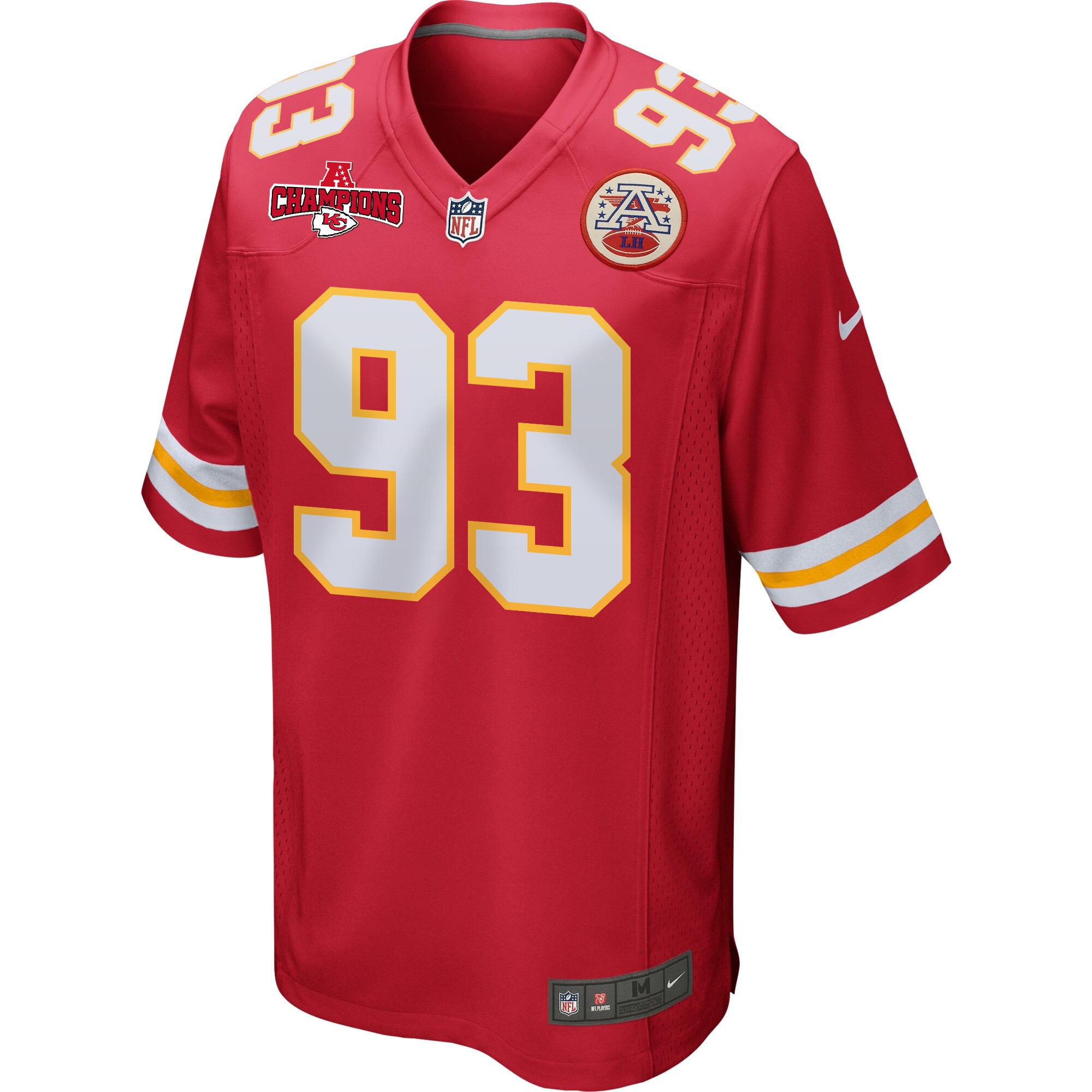 Matt Dickerson 93 Kansas City Chiefs AFC Champions Patch Game Red NFL Jersey Men's