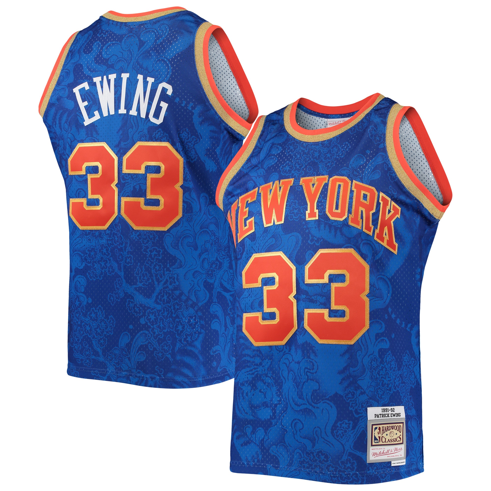 Mitchell Ness Patrick Ewing Blue New York Knicks Hardwood Classics 1991/92 Lunar New Year Swingman NBA Jersey Men's