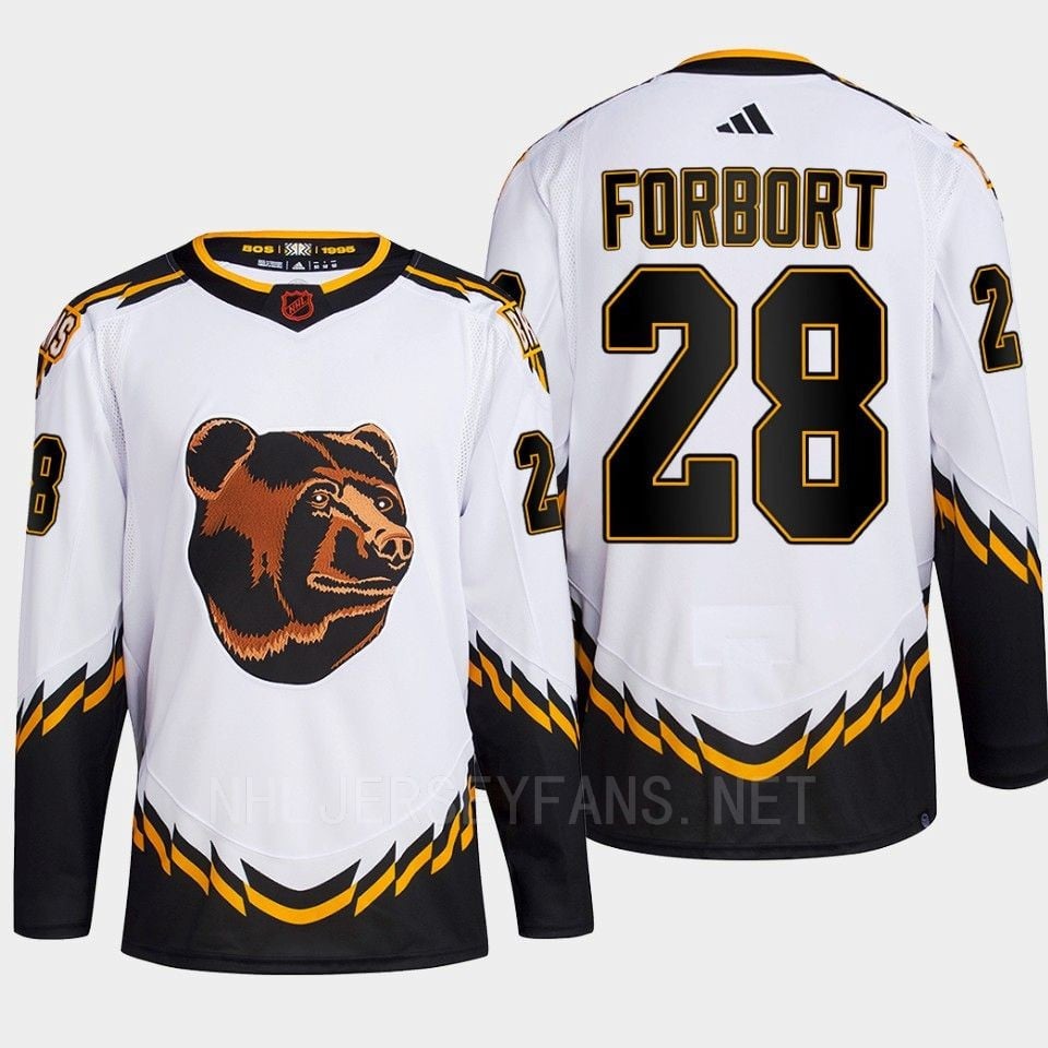 Boston Bruins 2022 Reverse Retro 2.0 Derek Forbort 28 White Primegreen NHL Jersey Men's