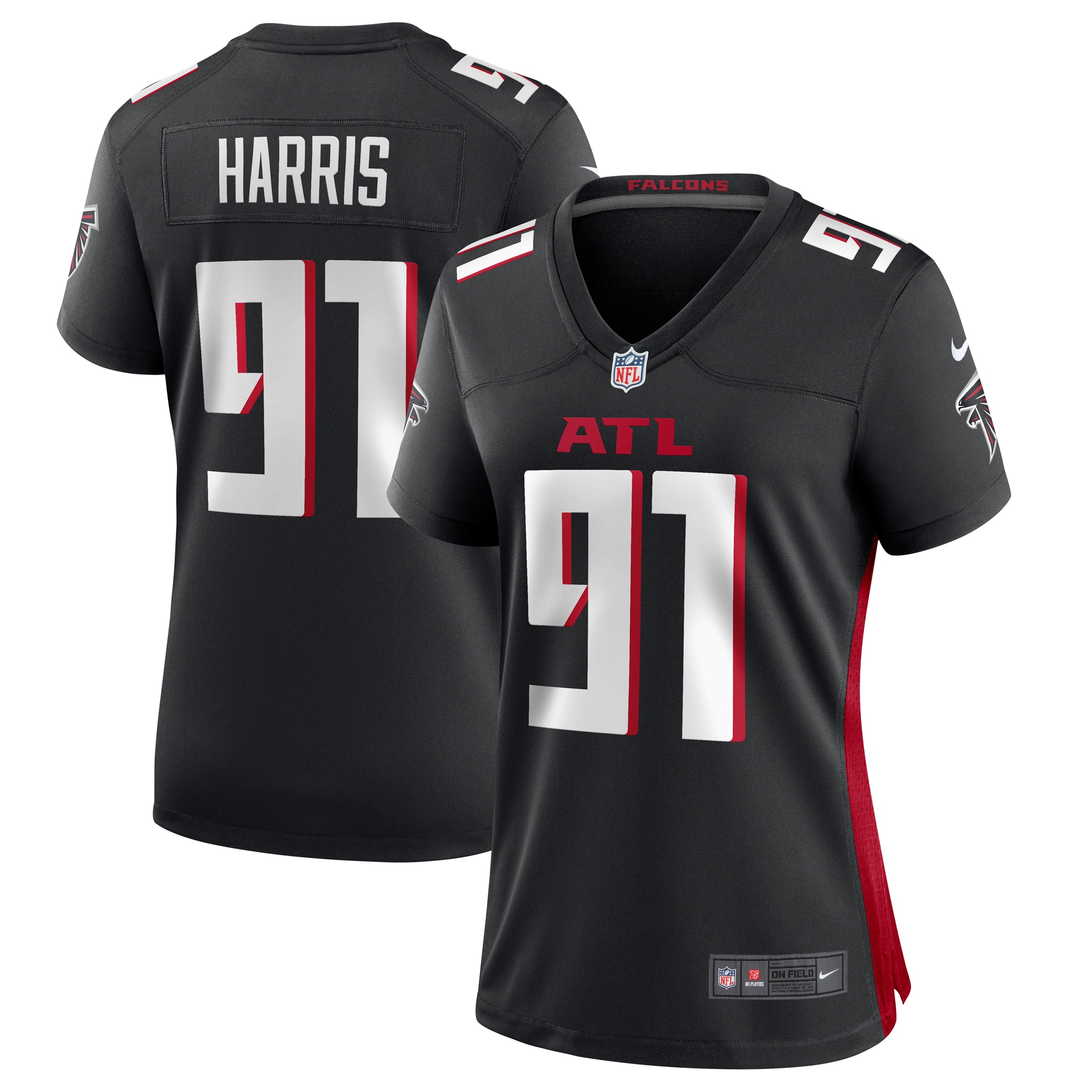 Atlanta Falcons Demone Harris Black Game NFL Jersey Women's