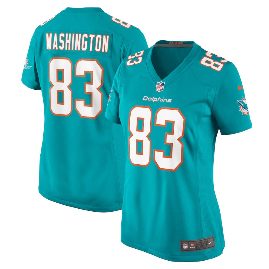 Malik Washington 83 Miami Dolphins Game Aqua NFL Jersey Women's