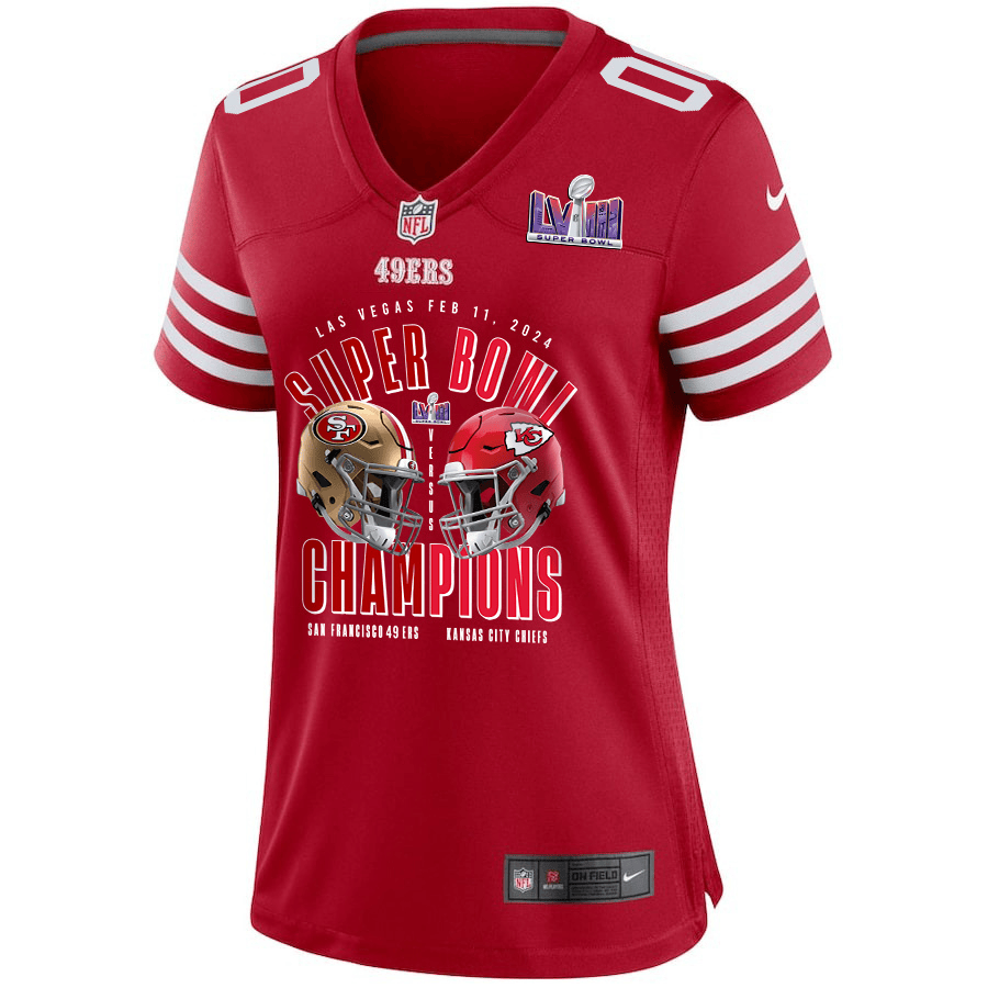 San Francisco 49ers vs. Kansas City Chiefs Super Bowl LVIII Matchup Game Custom Scarlet NFL Jersey Women's