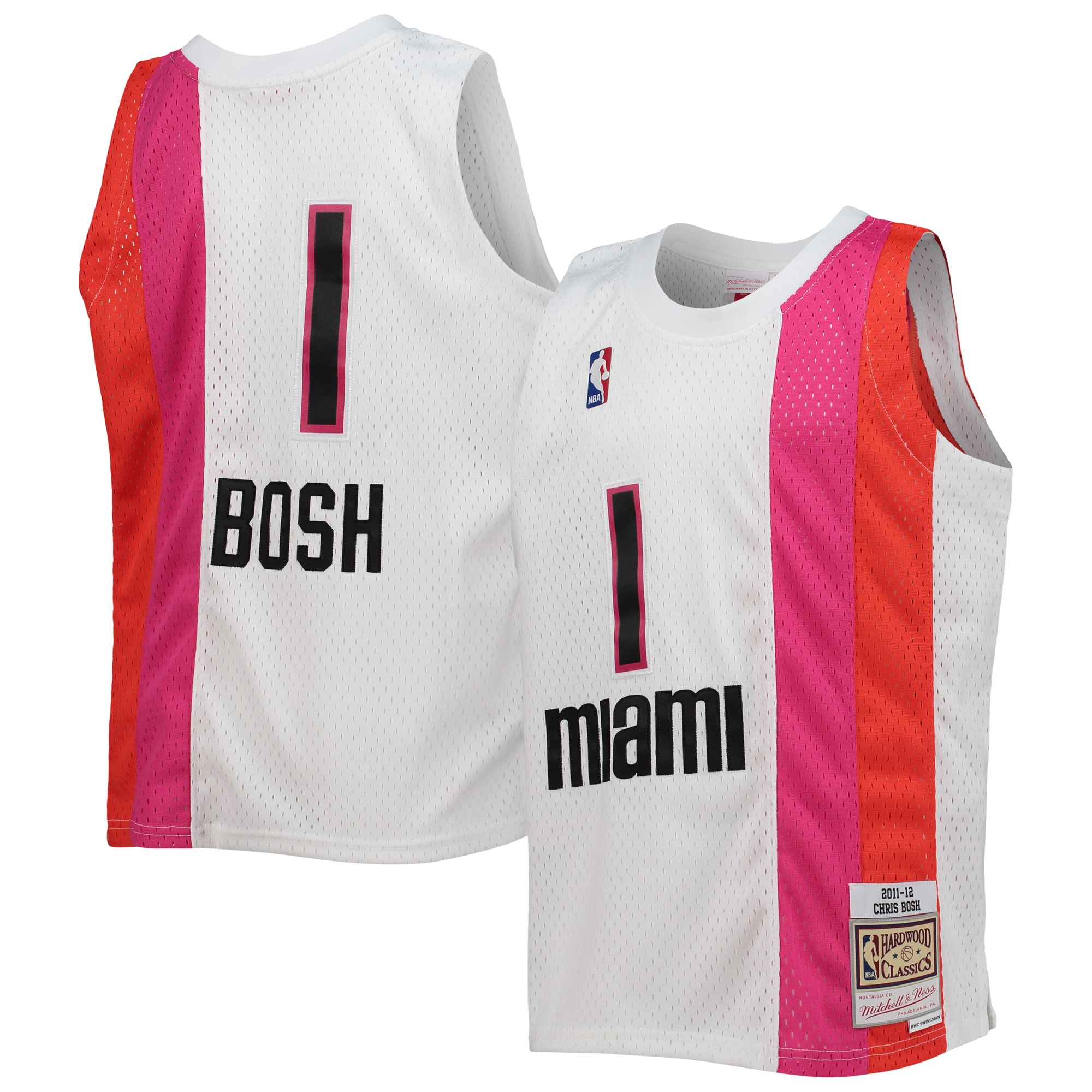 Mitchell Ness Chris Bos White Miami Heat 2011/12 Hardwood Classics Swingman NBA Jersey Youth