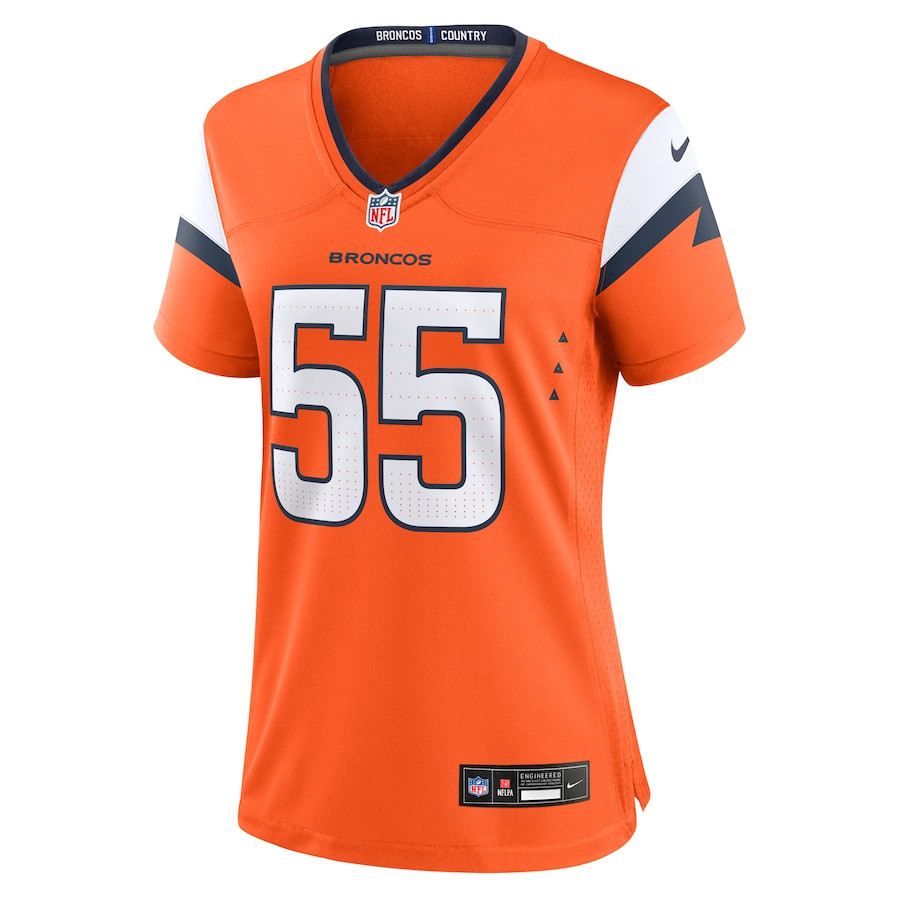 Cody Barton 55 Denver Broncos Game Orange NFL Jersey Women's
