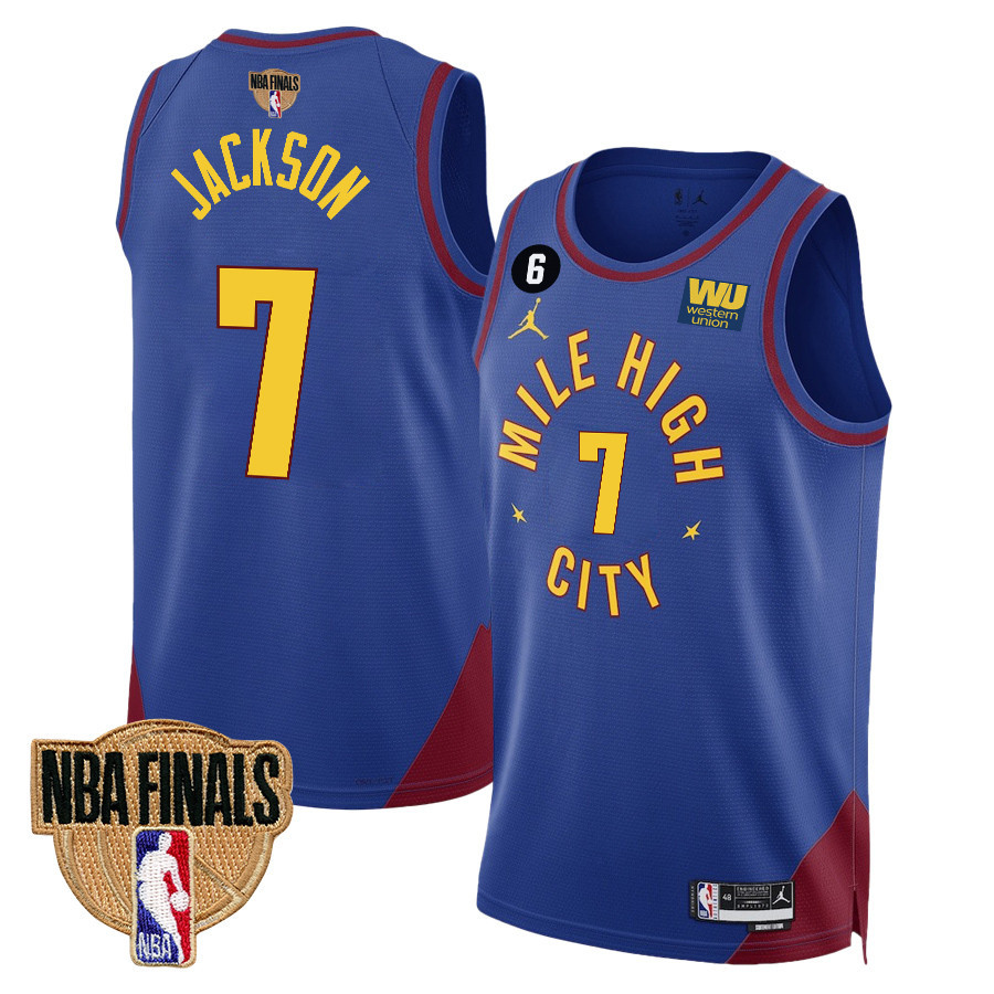 Reggie Jackson 7 Denver Nuggets Final Champions 2023 Swingman Blue NBA Jersey Men's