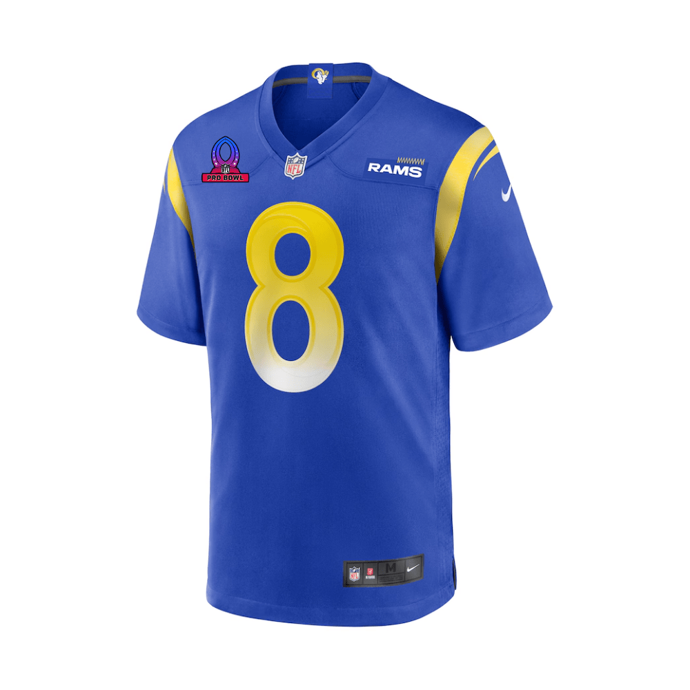 Jared Verse 8 Los Angeles Rams 2025 Pro Bowl Patch Game Royal NFL Jersey Men's