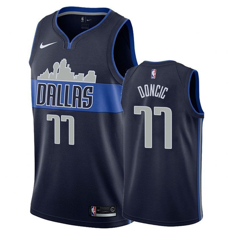 Dallas Mavericks Luka Doncic 77 Statet Navy NBA Jersey Men's