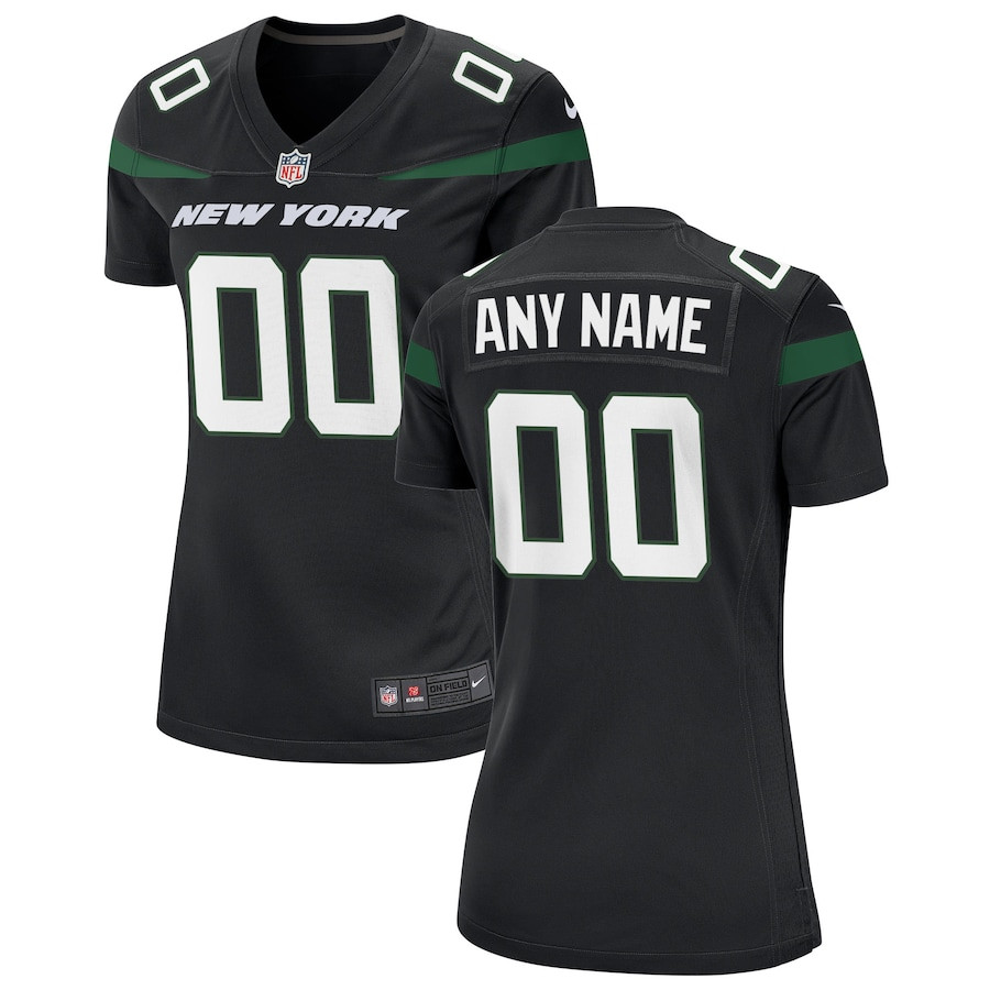 New York Jets Alternate Custom Game Stealth Black NFL Jersey Women's
