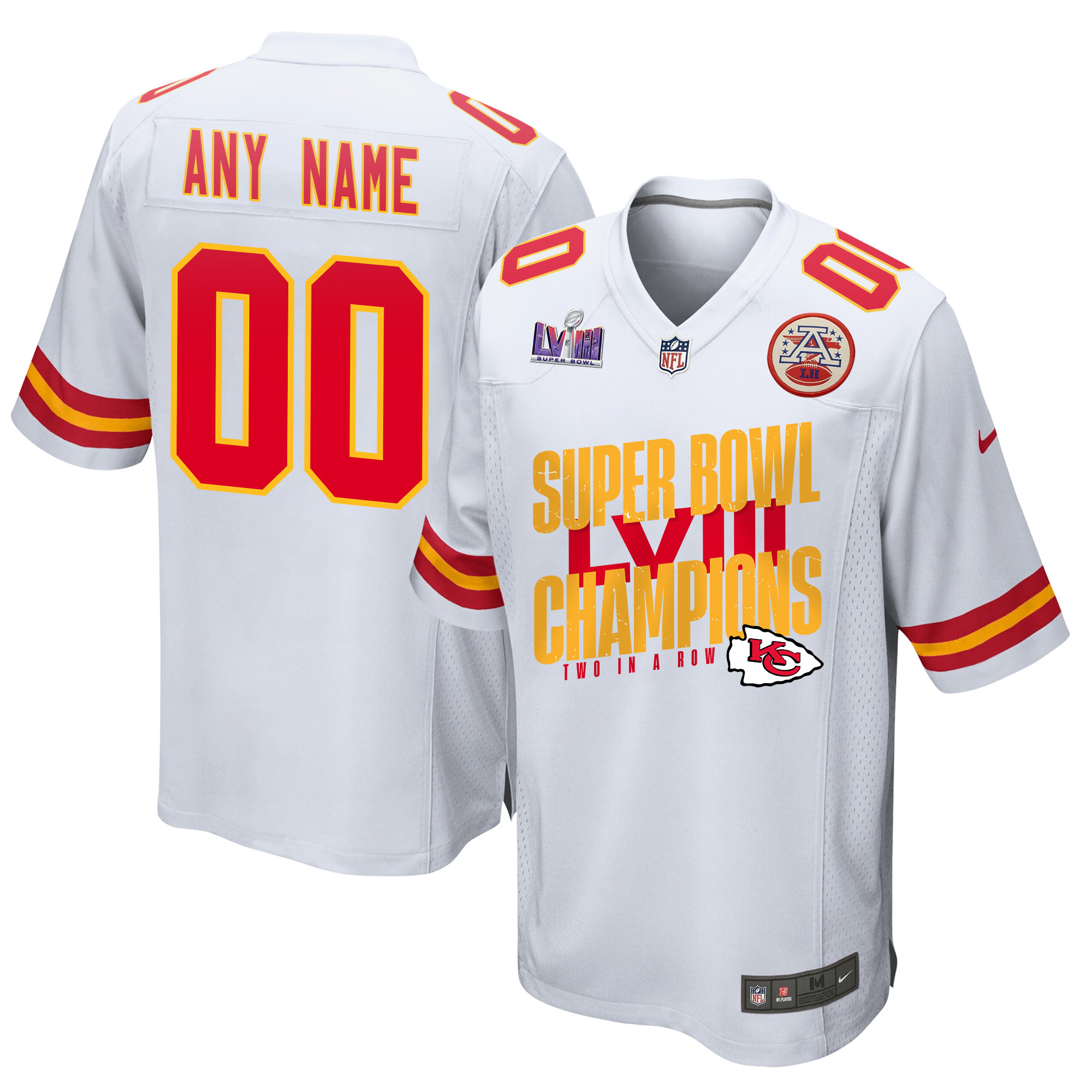 Kansas City Chiefs Super Bowl LVIII Champions Iconic Victory Game Custom White NFL Jersey Men's