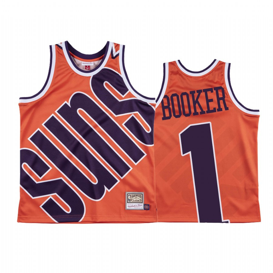 Devin Booker 1 Phoenix Suns Hardwood Classics Orange Big Face NBA Jersey Men's