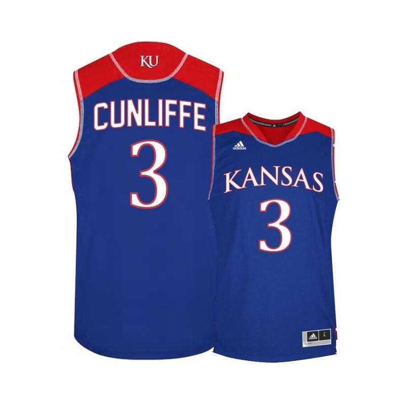 3 Sam Cunliffe Blue Kansas Jayhawks NCAA Jersey Men's